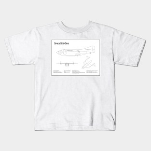 SpaceShipOne Spaceplane - Airplane Blueprint - BD Kids T-Shirt